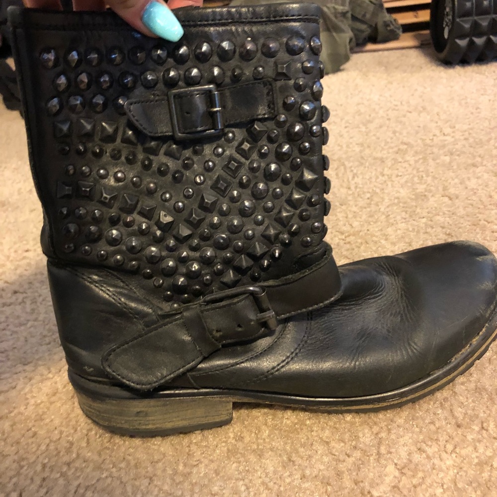 Distressed and studded Steve Madden combat boots
